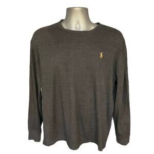 Polo Ralph Lauren Dark Gray Crew Neck Long Sleeve Casual Cotton T-Shirt Size M